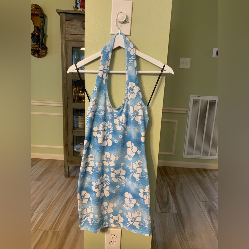Mini Blue Tropical Print Dress Forever 21 Size Small